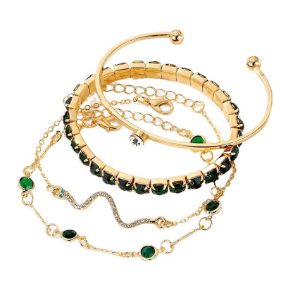 Green Gemstone Bracelet 4pc