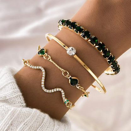 Green Gemstone Bracelet 4pc